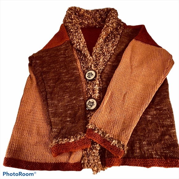 Chunky Sweater Cardigan Hand Knit By Artist L - Picture 4 of 15